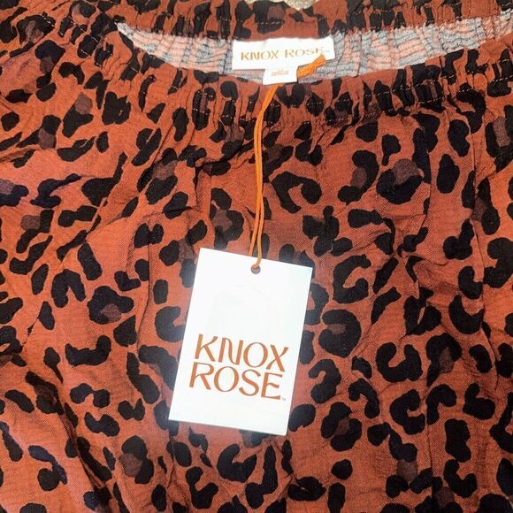 Women's Long Sleeve Smocked A-Line Dress - Knox Rose Leopard Print Medium. Y - Picture 3 of 6